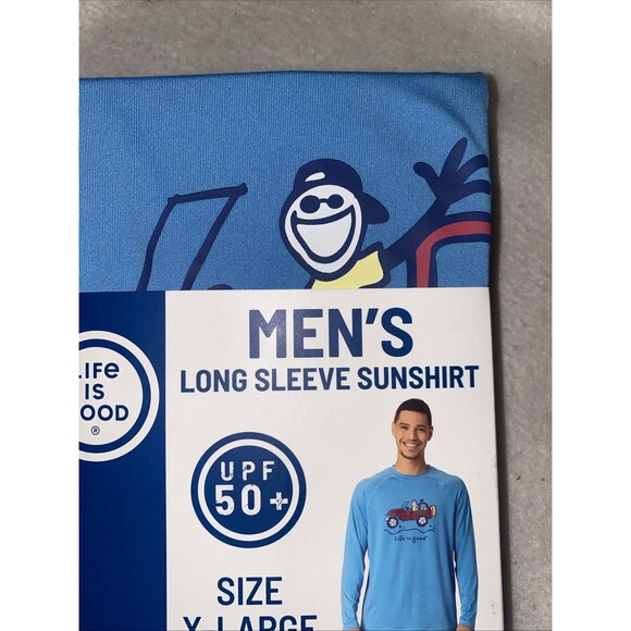 LIFE IS GOOD Rash guard UPF50+ Cycle Surf Swim Long Sleeve Shirt Men XL Jeep New - Picture 4 of 6